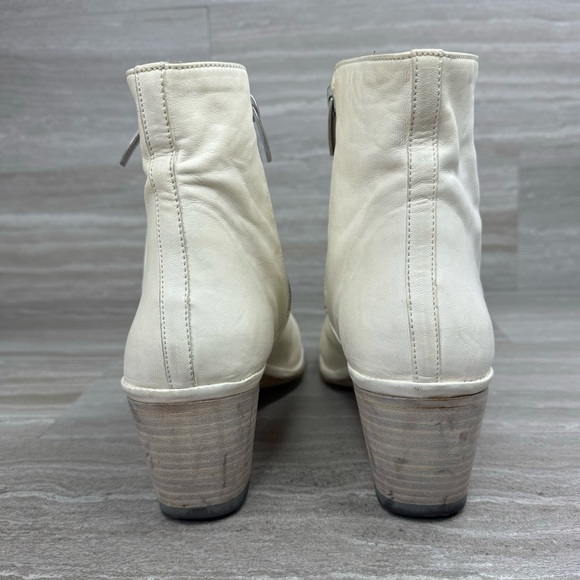 I.N.K. Block Heel Ankle Side Zip Cream Leather Boots EU 39 US  8 - Picture 3 of 12
